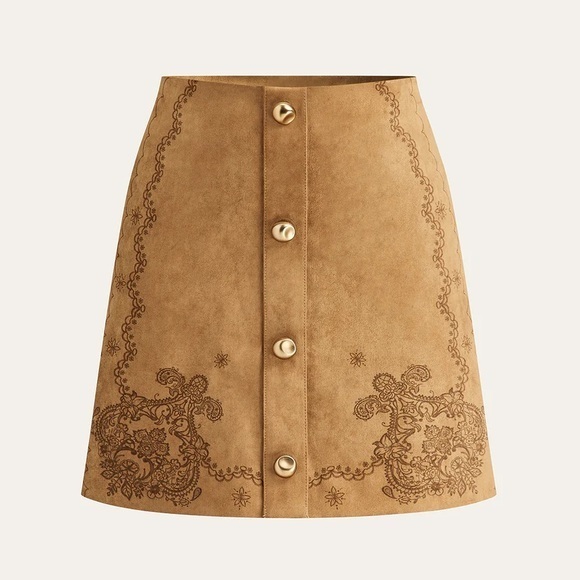 Commense Dresses & Skirts - Commense Suede Detailed Buttoned Mini Skirt